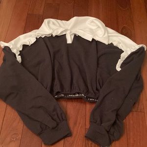 Cropped brown and white collared sweater